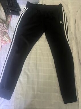 Adidas Womens's Black Track Pants with White Stripes